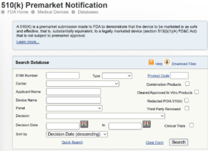 FDA 510(k) database